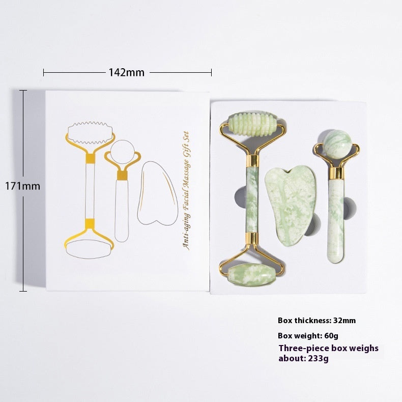 The Jade Ritual Sculpting Set | Jade Sphere, Dual-Ended Facial Roller, and Gua Sha Scraping Board